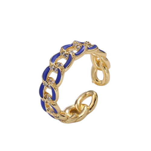 Enamel Cuban Ring